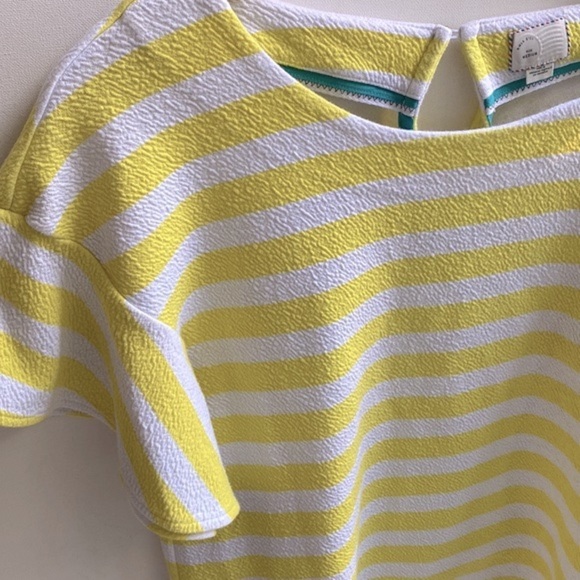 Anthropologie 9-H15 STCl Textured Yellow Striped Postage Fluttersleeve Top, Sz M - Picture 5 of 9